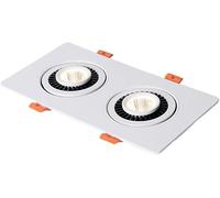 VUIKLCty Spot de Plafond LED intégré Minimaliste Nordique Robuste Double tête Ampoule COB Fond Mur Downlight Lampe audacieuse Grille Lampe(White Light,7w)