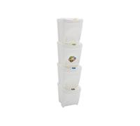 Vidaxl Poubelles Ã Ordures Empilables 4 Pcs Blanc 100 L Polypropylã¿Ne