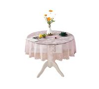 VUIUYOIES Nappe Ronde en Dentelle, Facile à Laver et Durable, Divers Motifs, Couverture de Table, Tailles élégantes Disponibles, Fleur Rose, 200 cm