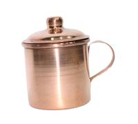 VUIUYOIES Tasse à thé en cuivre faite à la main, large ouverture avec couvercle et poignée, idéale pour les fêtes, les bars, la maison le bureau.