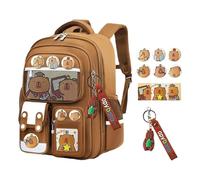 VUKHWX Capybara Sac à dos Mochila Capybara Mignon Kapibara Kawaii Sac à dos amusant pour sortir, sac à dos décontracté pour ordinateur portable, voyage, sac à dos d'école, plusieurs poches, avec