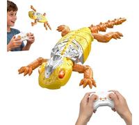 Vulaop Gecko mural grimpant télécommandé, 2 en 1, mode sol et mur, rotation à 360°, avec yeux LED lumineux, rechargeable par USB, jouet lézard pour garçon (jaune)