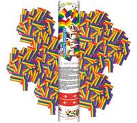 Vulcan Konfetti Shooter Pride - Set de 3 - Drapeaux arc-en-ciel en papier - 30 cm - Convient pour l'intérieur et l'extérieur