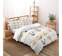 VulcanTrade Animaux Cœurs 3D Imprimé hypoallergénique Set Couette 3 Pièces Fonction en Microfibre De Polyester 2 Oreillers Zipper Closure King（220x240cm） pour Adultes, Femmes Et Enfants