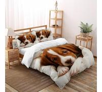 VulcanTrade Couverture Chiot 3D Imprimé Respirable Set Couette 3 Pièces Fonction en Microfibre De Polyester 2 Oreillers Zipper Closure Double（200x200cm） pour Adultes, Femmes Et Enfants