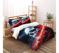 VulcanTrade crâne Cosmos 3D Imprimé Respirable Set Couette 3 Pièces Fonction en Microfibre De Polyester 2 Oreillers Zipper Closure King（220x240cm） pour Adultes, Femmes Et Enfants