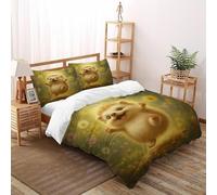 VulcanTrade Fleurs de hérisson 3D Imprimé hypoallergénique Set Couette 3 Pièces Fonction De Comble en Microfibre 2 Oreillers Zipper Closure Double（200x200cm） pour Adultes, Femmes Et Enfants