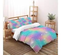 VulcanTrade Galaxy Arc-en-Ciel 3D Imprimé hypoallergénique Set Couette 3 Pièces Fonction De Comble en Microfibre 2 Oreillers Zipper Closure Super King（260x220cm） pour Adultes, Femmes Et Enfants