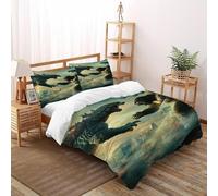 VulcanTrade Godzilla Kong_1 3D Imprimé Respirable Set Couette 3 Pièces Fonction en Microfibre De Polyester 2 Oreillers Zipper Closure King（220x240cm） pour Adultes, Femmes Et Enfants