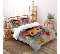 VulcanTrade Mur casser Hamster Impression 3D Animal Set Housse Couette 3 Pièces Microfibre Hypoallergénique 2 Coussins Fermeture Éclair Fermée Double(200x200cm) Pour Adultes, Femmes Et Enfants