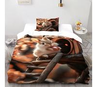 VulcanTrade Underzy Casa del Rabbit Parure de lit 2 pièces en microfibre douce et moderne avec fermeture éclair Motif animation d'animaux Pour adultes, femmes et enfants 135 x 200 cm