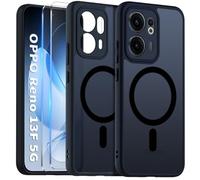 Vuletc Coque Magnétique pour Oppo Reno 13 F/13 FS 5G/4G, Étui Arrière Translucide Givrée Mince Antichoc et 2 Pièces Verre Trempé, Anti-Empreintes Digitales Housse, Noir