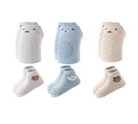 Vulevirtue 6 Paires Genouillères pour Bébé,Chaussettes Antidérapantes et Protège Genoux Bébé Chaussettes Antidérapantes Chaussettes Antidérapantes en Coton Bébé Enfant (S (0-1 Year))