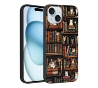 Vulfwela Coque de téléphone Funda mignonne pour iPhone 15 6,1", esthétique, motif floral et chat, anti-choc, anti-rayures, en silicone souple, fin, flexible pour femmes et filles.