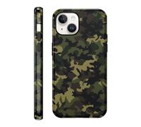 Vulfwela Funda Coque de téléphone mignonne à motif camouflage vert armée pour iPhone 14/iPhone 13 de 6,1", esthétique et cool motif camouflage 2 en 1 - coque de téléphone brillante, résistante aux