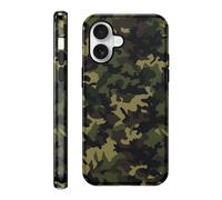 Vulfwela Funda Coque de téléphone mignonne à motif camouflage vert armée pour iPhone 16 6,1", esthétique et cool motif camouflage - Coque de téléphone brillante 2 en 1 - Résistante aux chocs en TPU