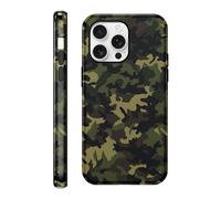 Vulfwela Funda Coque de téléphone mignonne à motif camouflage vert armée pour iPhone 16 Pro 6,3", esthétique, motif camouflage cool, coque de téléphone brillante 2-en-1 en TPU souple protection