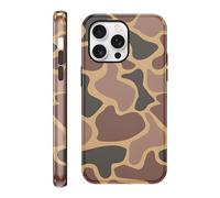 Vulfwela Funda Coque de téléphone mignonne camouflage marron armée pour iPhone 16 Pro 6,3", esthétique motif camouflage cool, coque de téléphone brillante 2 en 1 résistante aux chocs, en TPU rigide