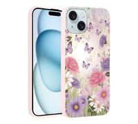 Vulfwela Funda Coque de téléphone pour iPhone 15 (6,1"), joli motif floral, esthétique, anti-choc, anti-rayures, en silicone souple, fin, souple pour femmes et filles