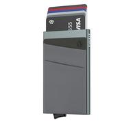 VULKIT Porte Carte de Crédit Aluminium Rigide Pop Up Porte-Cartes avec Poche Billets de Banque RFID Blocage Stocker 5 Cartes et des Espèces
