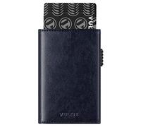 VULKIT Porte Cartes de Crédit Bloquant RFID Portefeuille de Cartes Pop Up en Cuir Véritable avec Compartiment pour Billets de Banque, Fenêtre d'Identification et Fermeture Magnétique