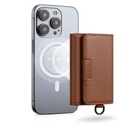 VULKIT Porte Cartes Magnétique, Petit Étui Cuir pour Max. 8 Cartes, Compatible avec MagSafe pour iPhone Série 17/16/15/14/13/12, Marron