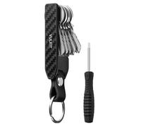 VULKIT Porte Clef en Métal Organisateur de Clés Compact pour Homme Orbitkey pour 1 à 6 Clés Keysmart avec Anneau Porte-clés pour Clé de Voiture, Fibre de Carbone