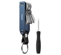 VULKIT Porte Clef en Métal Organisateur de Clés Compact pour Homme Orbitkey pour 1 à 6 Clés Keysmart avec Anneau Porte-clés pour Clé de Voiture, Bleu