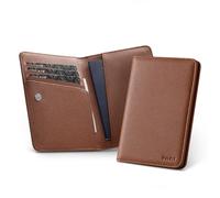 VULKIT Porte-passeport avec fermeture magnétique - Blocage RFID - Portefeuille de voyage - Couverture pour passeport - Porte-carte d'embarquement - Essentiels de voyage, Espresso à grains, Minimaliste