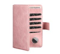 VULKIT Porte Passeport avec Support Airtag RFID Blocage Pochette Passeport Voyage Documents Protection Protege Passeports Portefeuille Cuir pour Homme ou Femme, Rose