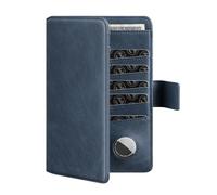 VULKIT Porte Passeport avec Support Airtag RFID Blocage Pochette Passeport Voyage Documents Protection Protege Passeports Portefeuille Cuir pour Homme ou Femme, Bleu Marine