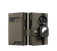 VULKIT Portefeuille Airtag Porte Carte Homme Anti Piratage RFID Porte Carte Bancaire Trifold Portefeuilles et Porte-Cartes Cuir, Vert