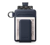 VULKIT Portefeuille avec pince à billets avec porte-clés - Design minimaliste - Magnétique - Pour homme et femme, bleu marine, Slim, Minimaliste