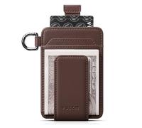 VULKIT Portefeuille avec pince à billets avec porte-clés - Design minimaliste - Magnétique - Pour homme et femme, espresso, Slim, Minimaliste