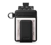 VULKIT Portefeuille avec pince à billets avec porte-clés - Design minimaliste - Magnétique - Pour homme et femme, noir, Slim, Minimaliste