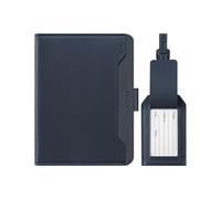 VULKIT Protege Passeport avec Étiquette à Bagages pour Homme et Femme Pochette Passeport Voyage RFID Protège-Passeports Familial, Indigo