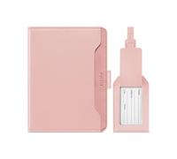 VULKIT Protege Passeport avec Étiquette à Bagages pour Homme et Femme Pochette Passeport Voyage RFID Protège-Passeports Familial, Rose