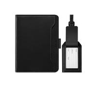 VULKIT Protege Passeport avec Étiquette à Bagages pour Homme et Femme Pochette Passeport Voyage RFID Protège-Passeports Familial, Noir