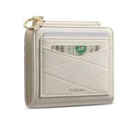 Vulkitty Wallet for Woman RFID Blocking Bifold Small Compact Leather Wallets Zipper Pocket Purse Large Capacity Card Hold Case with ID Window