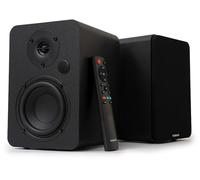 VULKKANO A4 Arc MKII Enceintes Actives de Bibliothèque avec Woofer 4", Bluetooth 5.0, HDMI Arc, Optique, RCA, USB, Sortie Subwoofer, Moniteurs de Studio au Design Élégant, Noir.