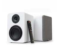 VULKKANO A4 Arc MKII Enceintes Bibliothèque Bluetooth HDMI Arc | Woofer 4", 50W, télécommande incluse, Bluetooth 5.0, HDMI ARC, Optique, RCA, USB, sortie caisson de basses, finition bois