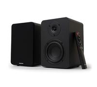 VULKKANO A4 Arc MKII Enceintes Bibliothèque Bluetooth HDMI Arc | Woofer 4", 50W, télécommande incluse, Bluetooth 5.0, HDMI ARC, Optique, RCA, USB, sortie caisson de basses, finition bois