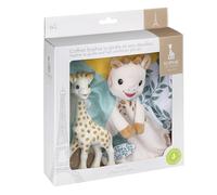 Vulli - Coffret Sophie La Girafe Et Son Doudou - Jouet Bébé 0 Mois+ - Caoutchouc Naturel Et Textiles Sensoriels - Doudou avec Attache Sucette - Idée Cadeau Naissance - Collection Il Était Une Fois