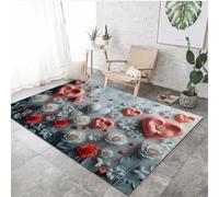 VULORA Fleurs Intérieur Tapis de Décoration 120x180cm Amour Romance Tapis Poils Ras Lavable Salon Moquette, Soft Antidérapant Tapis De Sol pour Chambre Couloir Paillasson Entrée 1Q2685