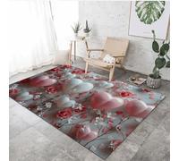 VULORA Fleurs Intérieur Tapis de Décoration 60x110cm Amour Romance Tapis Poils Ras Lavable Salon Moquette, Soft Antidérapant Tapis De Sol pour Chambre Couloir Paillasson Entrée 1Q2620
