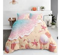 VULORA Housse de Couette 160x200cm Fille Coquillage Océan Réversible | étoile De Mer Parure de Lit 2 Personnes Jeune Fille,3 Pièces avec 2 Taies d’oreiller,Microfibre Douce,Hiver Q249