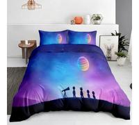 VULORA Housse de Couette 200x200cm Adolescente Ciel étoilé Réversible | Planète Nébuleuse Parure de Lit 2 Personnes Enfant Garcon,3 Pièces avec 2 Taies d’oreiller,Microfibre Douce,Hiver Q2