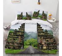 VULORA Housse de Couette 220x240 île De Bali Imprimé 3D Paysage Naturel Parure de lit 2 Personnes Adultes Hypoallergique Microfibre Literie avec Fermeture Éclair et 2 Taies d'oreiller 50x75