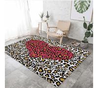 VULORA Imprimé Léopard Intérieur Tapis de Décoration 60x110cm l'amour Moderne Tapis Poils Ras Lavable Salon Moquette, Soft Antidérapant Tapis De Sol pour Chambre Couloir Paillasson Entrée 1Q142