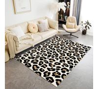 VULORA Imprimé Léopard Intérieur Tapis de Décoration 60x90cm Moderne Marron Noir Tapis Poils Ras Lavable Salon Moquette, Soft Antidérapant Tapis De Sol pour Chambre Couloir Paillasson Entrée 1Q407